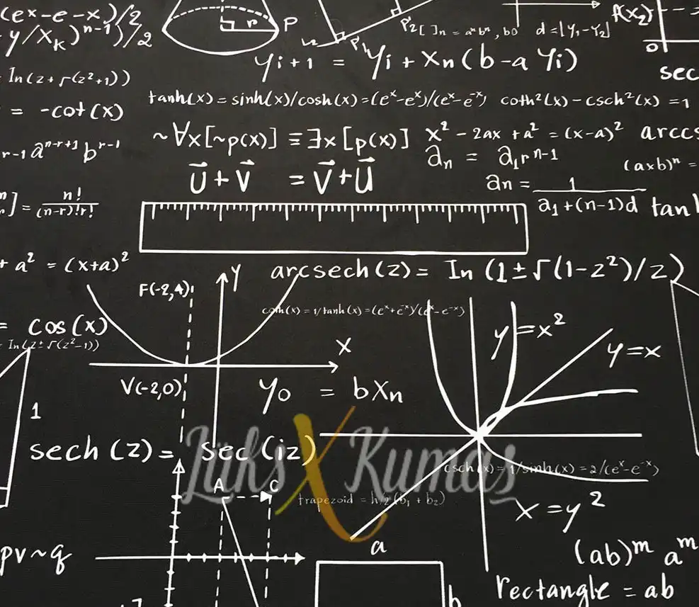Siyah Matematiksel Desenli Kumaş