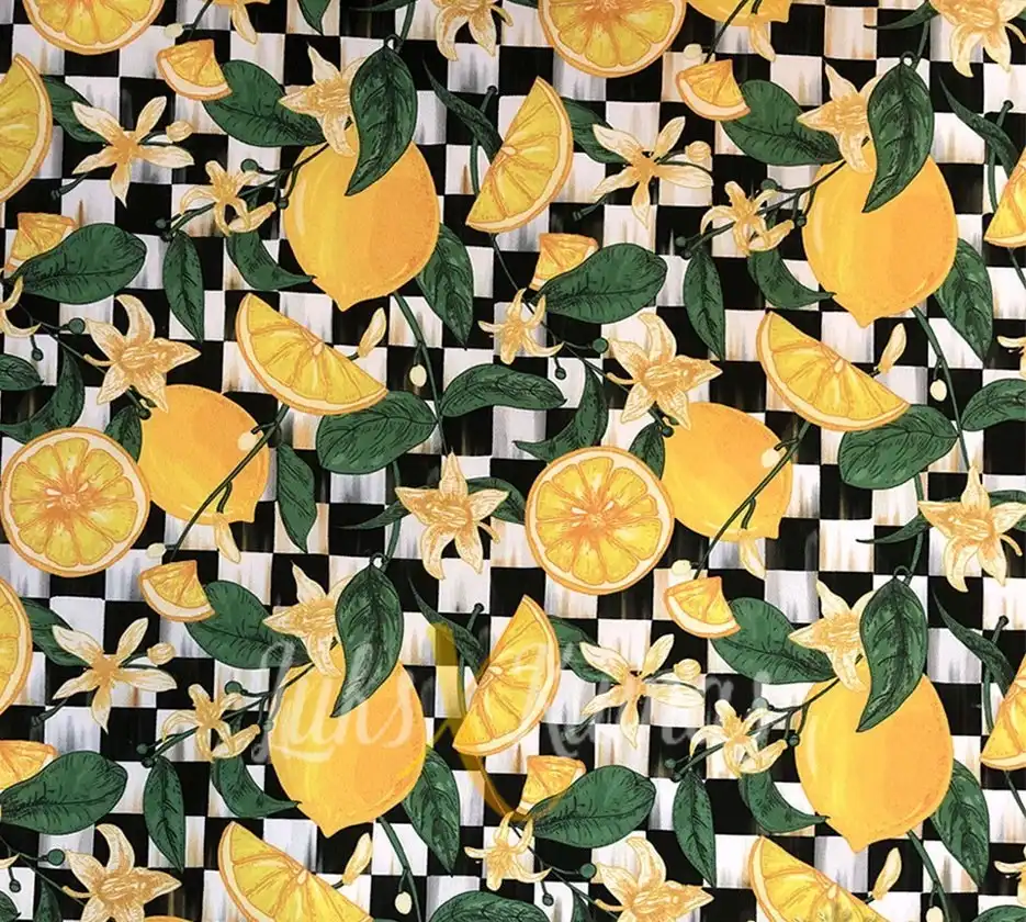 Limonlu Dama Desenli Kumaş