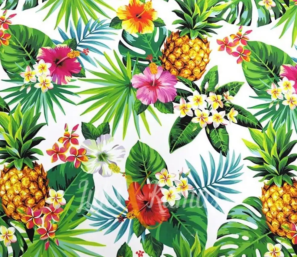 Tropikal Ananas Desenli Kumaş