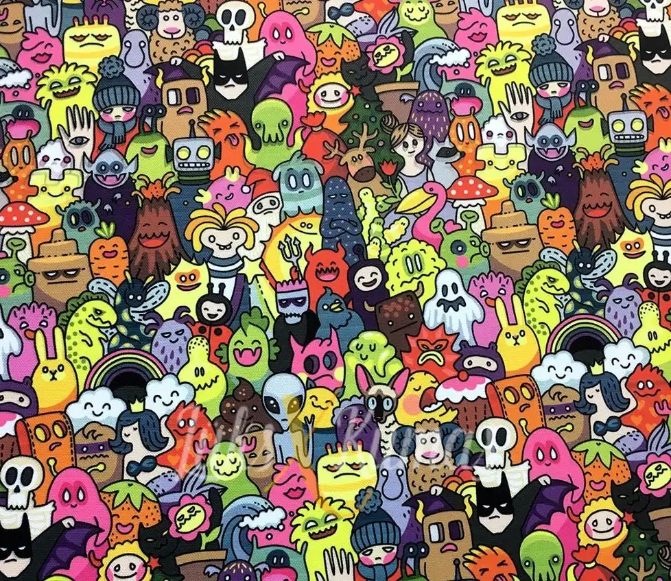 Monster Desenli Kumaş