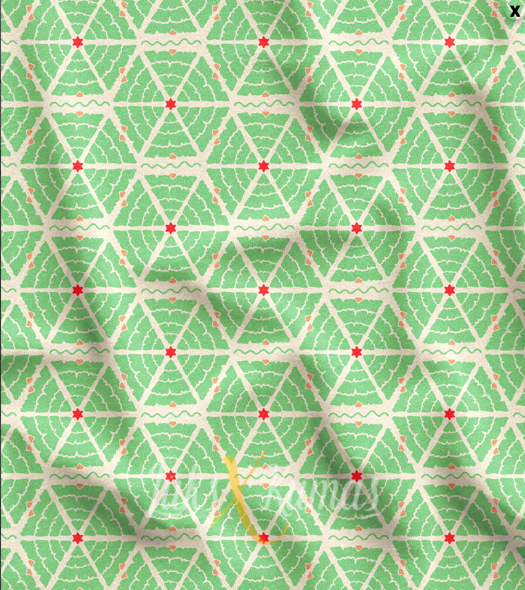 Geometrik Çam Ağacı Desenli Kumaş