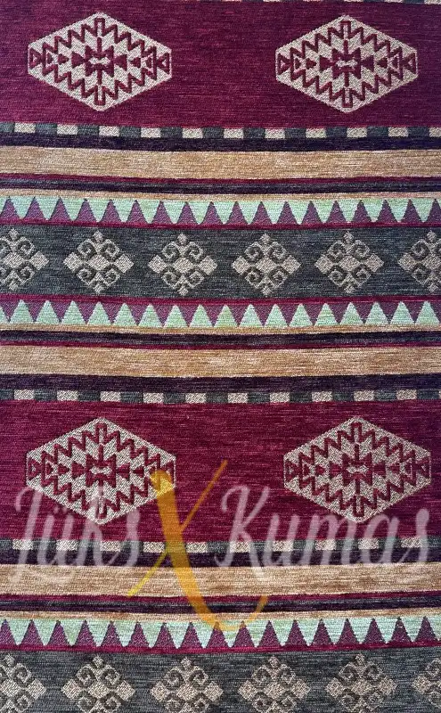 Kilim Desenli Bordo Döşemelik Kumaş