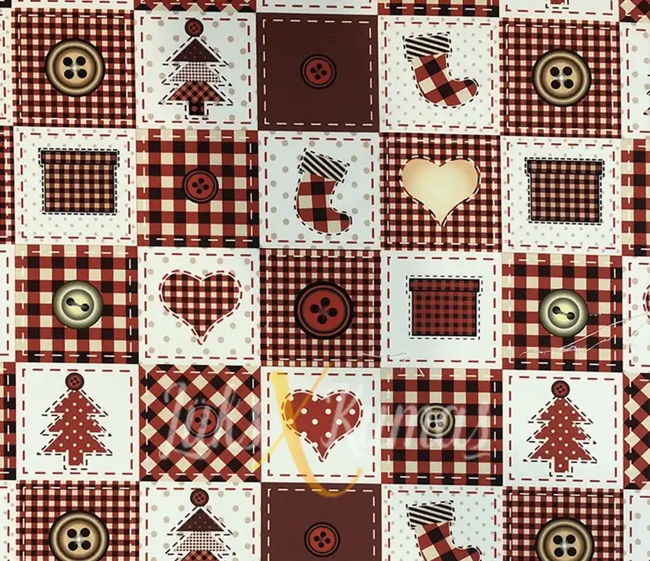 Patchwork Düğme Desenli Kumaş