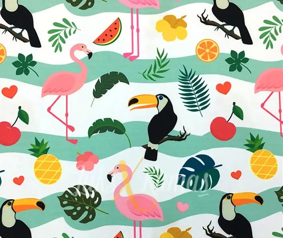 Flamingo ve Tukan Çocuk Desenli Kumaş